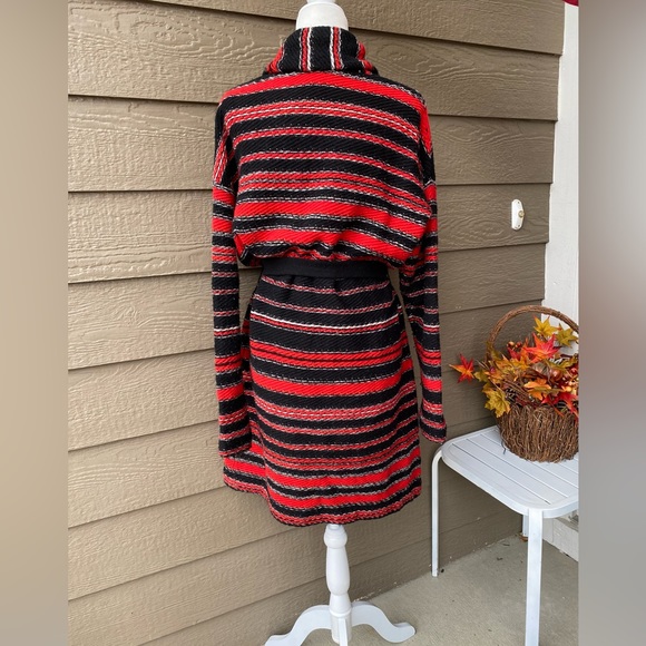 Lauren Ralph Lauren Striped Robe Style Sweater Cardigan w belt Wool blend size L - Picture 2 of 12